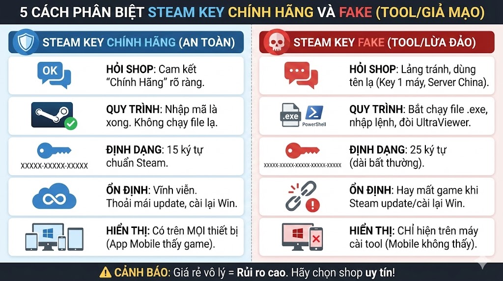 cach phan biet steam key chinh hang va fake