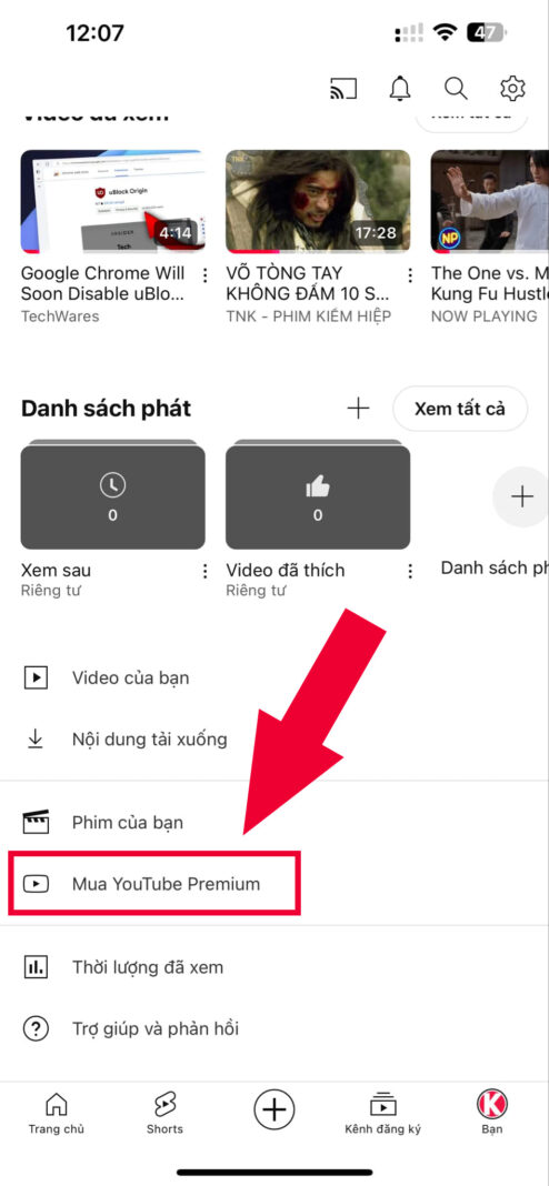 cach mua youtube premium bang momo