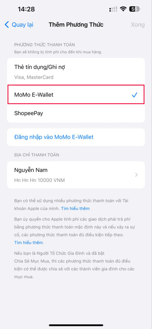 lien ket momo voi ios