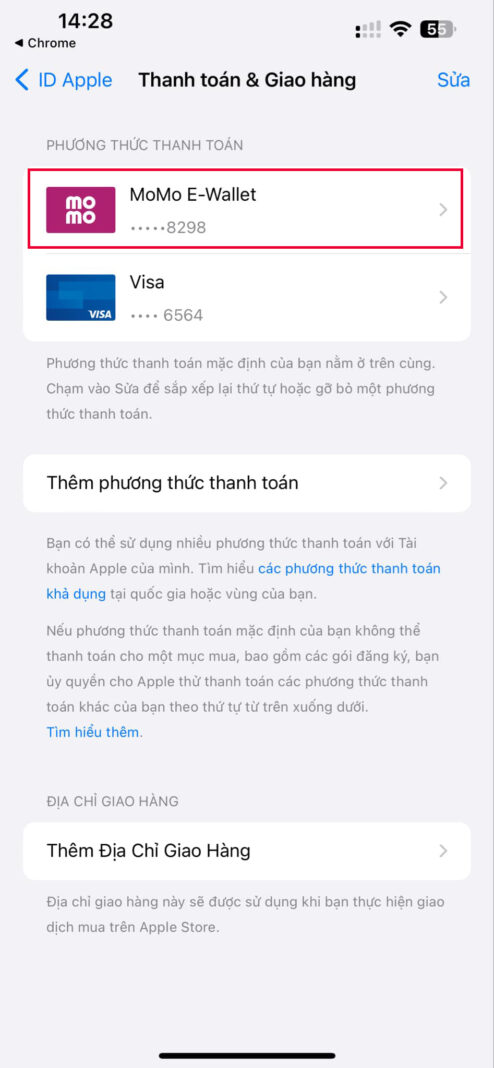 lien ket momo voi ios