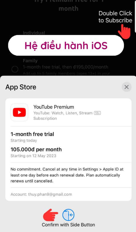 cach mua youtube premium bang momo