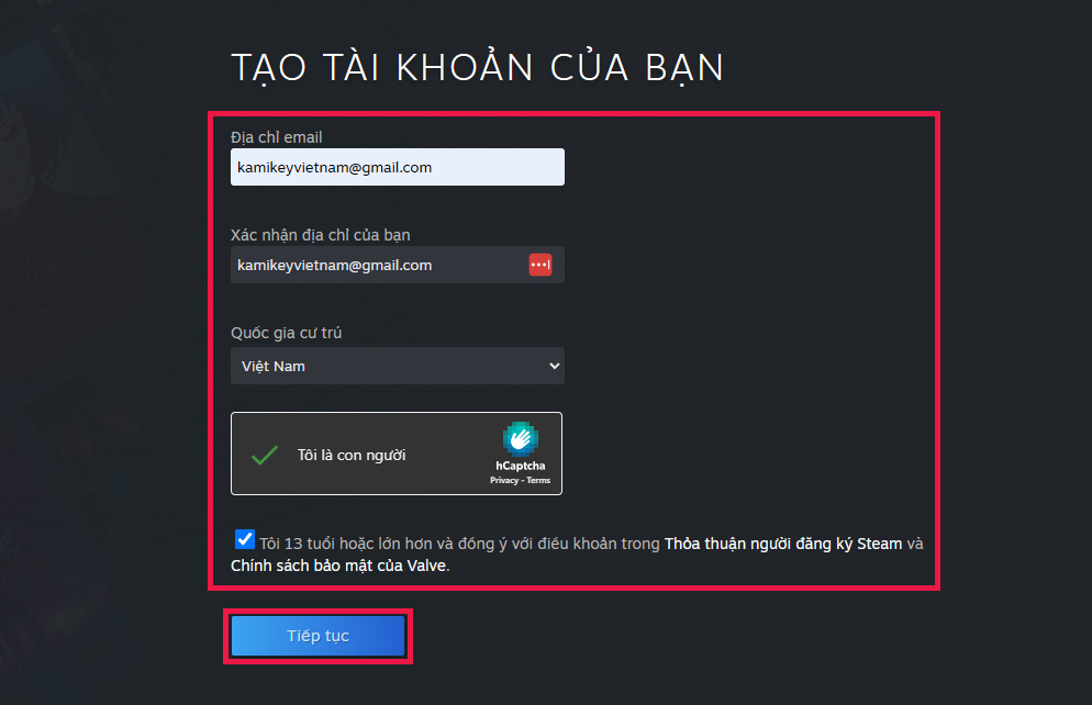 cách đăng ký tài khoản steam