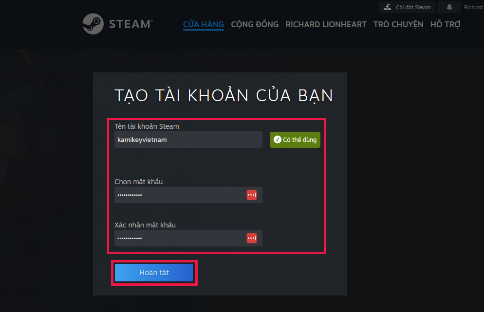 cách đăng ký tài khoản steam