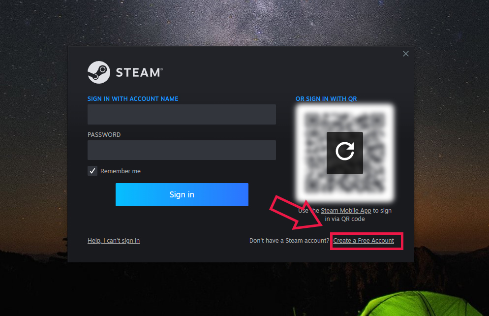 Đăng ký tài khoản Steam trên ứng dụng