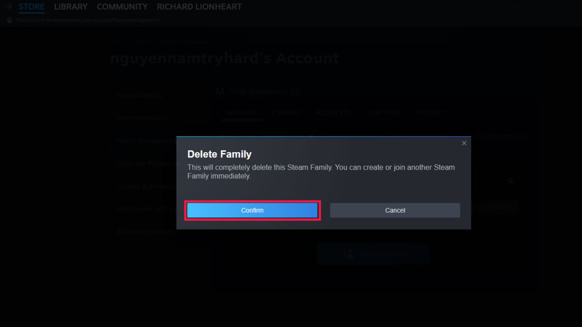 huy thiet lap steam family sharing