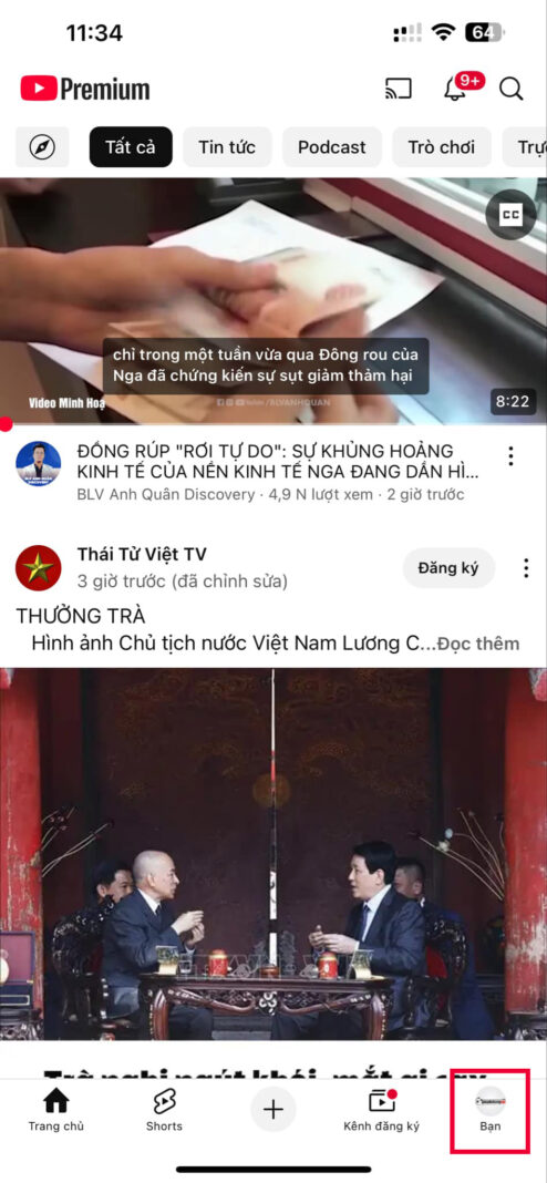 huy youtube premium tren ung dung youtube