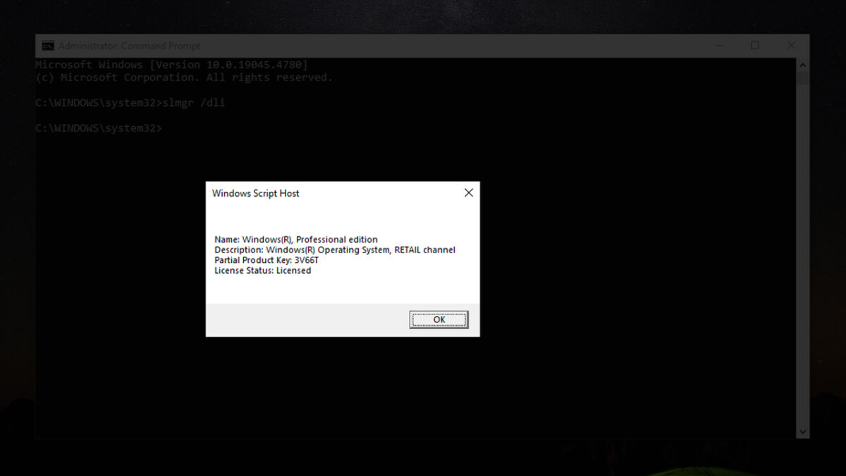 kiểm tra win bản quyền bằng Command Prompt
