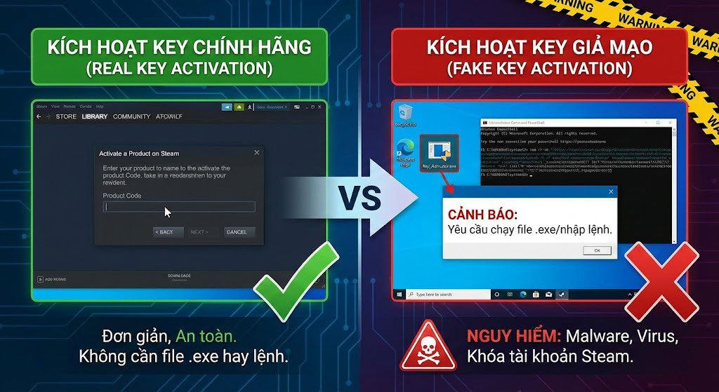 nap key steam chinh hang va fake