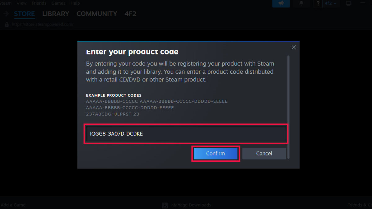 nhập Code game Steam