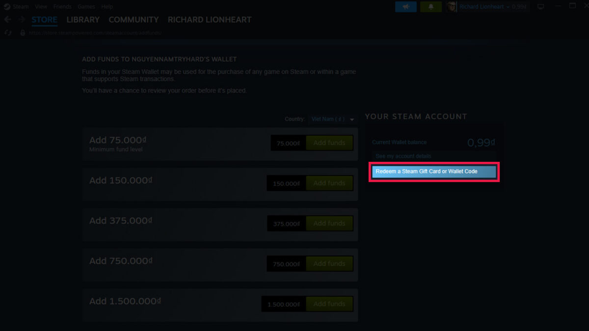 nap steam wallet bang code hoac gift card