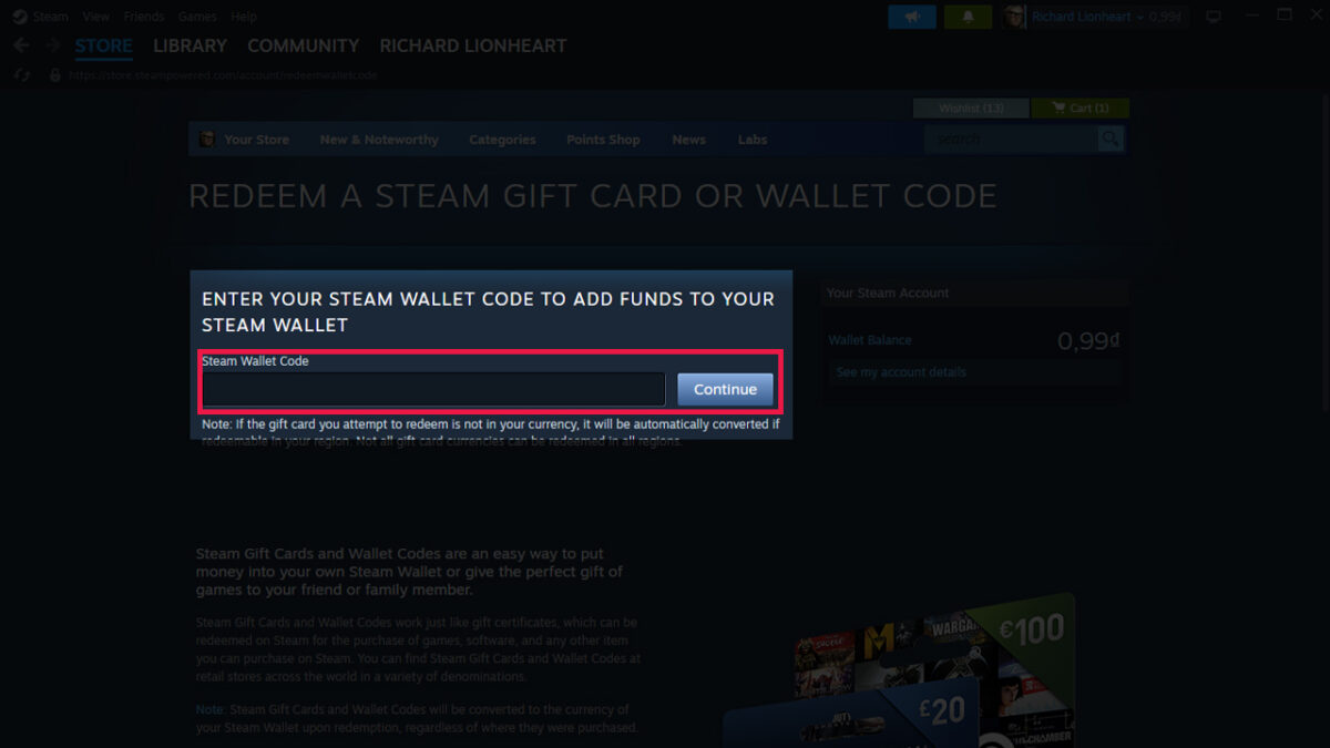 nap steam wallet bang code hoac gift card