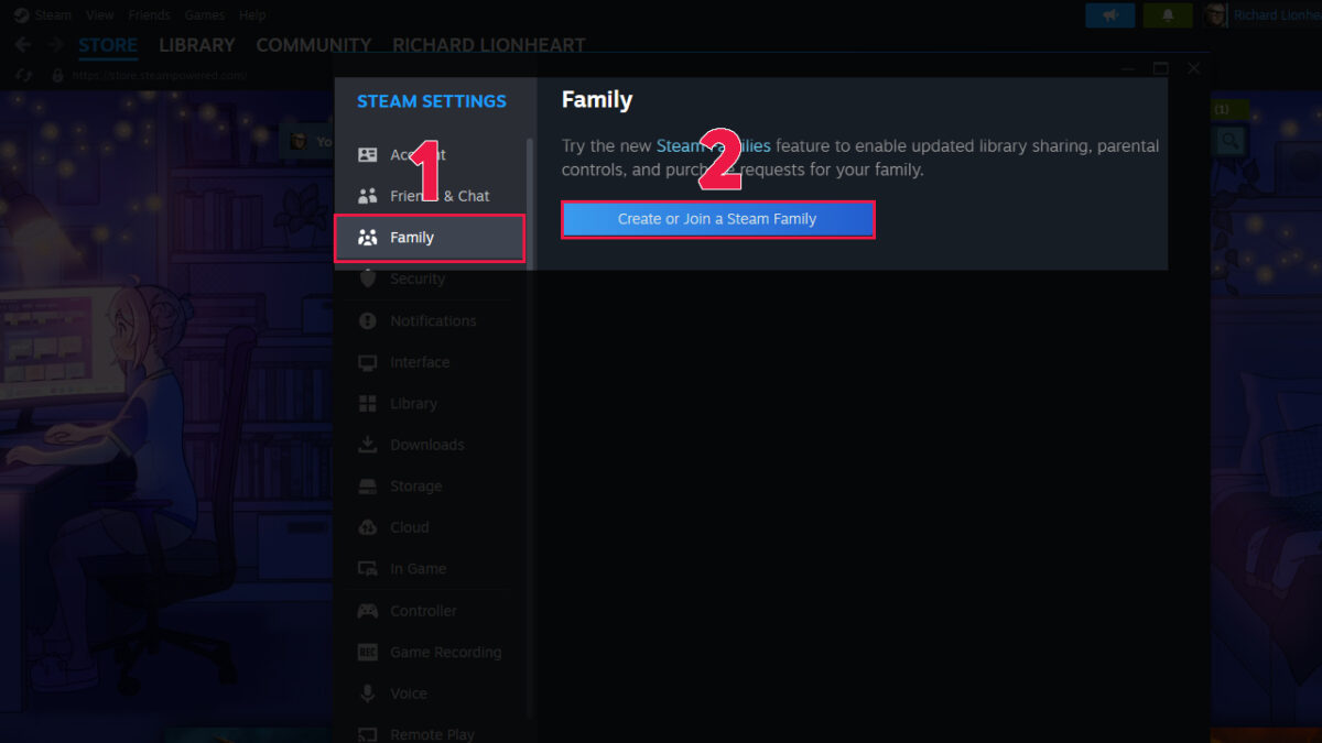 cach thiet lam steam family sharing